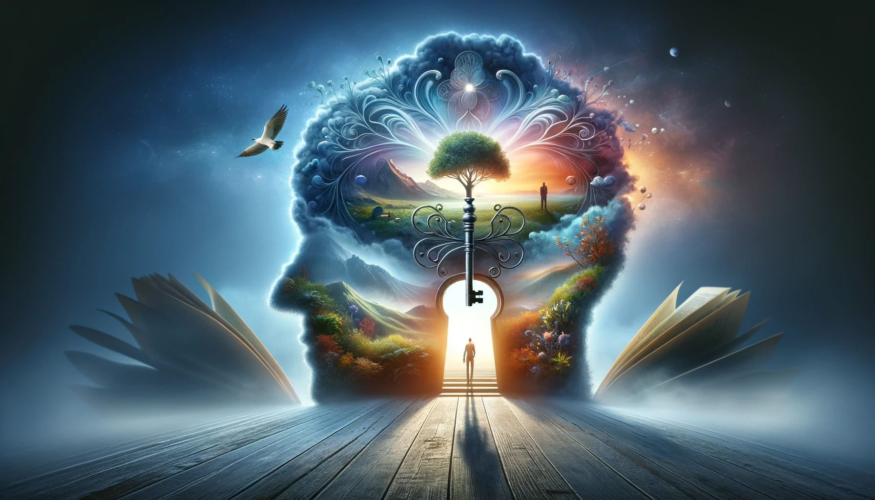 dall·e 2023 11 27 08.32.46 a sophisticated and inspirational image conveying the concept of unlocking success through the power of the subconscious mind. the centerpiece is a ke
